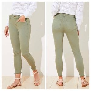 LOFT High Waist Skinny Crop Pants Olive Green 29/8